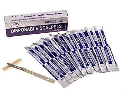 Disposable Scalpel Blades No. 22 With Plastic Handle Suitable for Dermaplaning