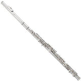 Mendini Nickel Silver Closed Hole C Flute with Stand 1 Year Warranty Case Cleaning Rod Cloth Joint Grease and Gloves - MFE-N+SD+PB