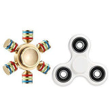 Fidget Spinners, White Tri-Spinner + 6 Winged Metallic Hand Detachable,(2 Pack)