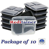 Food Container 10 Pack 3 Dividedr Reusable Microwave Safe Lid Plate Lunch Box
