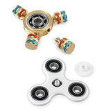 Fidget Spinners, White Tri-Spinner + 6 Winged Metallic Hand Detachable,(2 Pack)