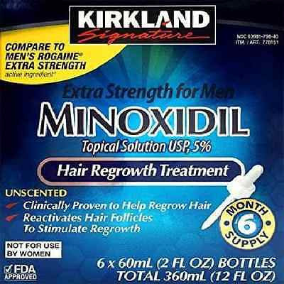 Kirkland Minoxidil 5% Extra Strength Men 6 Month Supply Hair Regrowth Solution