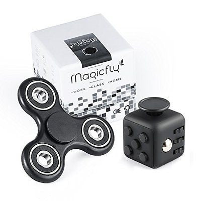 Fidget Spinner and Fidget Cube Stress Reducer Perfect For ADD, ADHD,(Black)