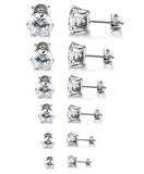 Besteel Womens Stainless Steel Stud Earrings Set Hypoallergenic Pierced Cubic 6