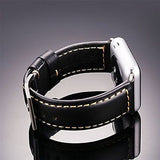Genuine Leather Apple Watch Strap 42mm iWatch Band Black Stainless Steel Buckle
