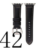 Genuine Leather Apple Watch Strap 42mm iWatch Band Black Stainless Steel Buckle