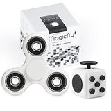 Fidget Spinner and Fidget Cube Stress Reducer Perfect For ADD, ADHD, (White)