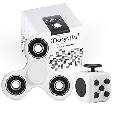 Fidget Spinner and Fidget Cube Stress Reducer Perfect For ADD, ADHD, (White)