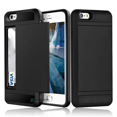 Card Pocket Wallet ShockProof Hybrid Armor Case Cover for iPhone