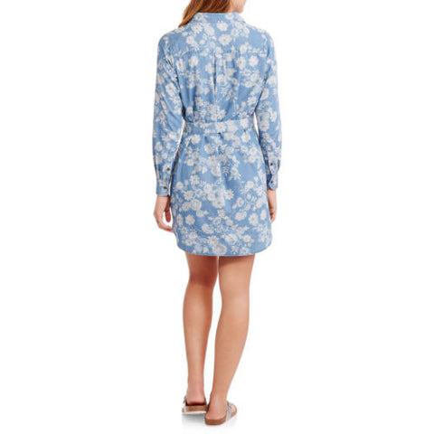 Faded Glory Women's  Floral Chambray Dress