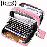 RFID Blocking Genuine Leather Cash Coin Credit Card Holder Wallet For Women Pink