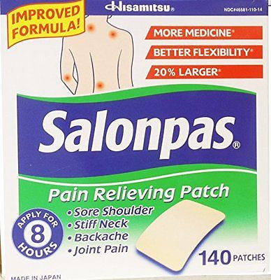 SALONPAS Pain Relieving Patches, Arthritis, Back Pain Relief, 140 Patches