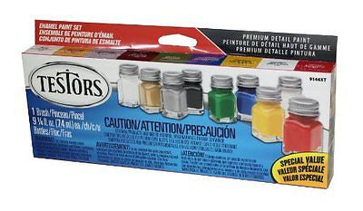 Testors Promotional Enamel Paint Set Color Kit Model Brush Metal Art Draw Tray