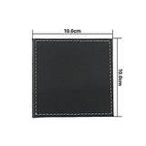 PINMEI Black Leather Drink Coasters with Holder Set of 6, Square, 10x10CM3.94in