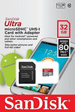 Micro SD Card Best SanDisk Ultra 32 GB with Adapter Gray/Red Mini Memory Cards