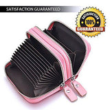 RFID Blocking Genuine Leather Cash Coin Credit Card Holder Wallet For Women Pink