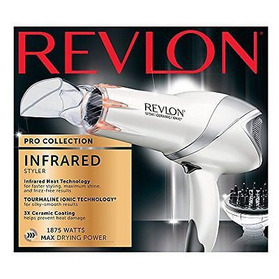 Revlon Laser Brilliance 1875W Infrared Heat Hair Dryer, White and Grey, 32 Ounce