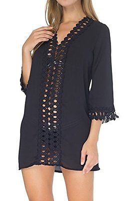Tandisk Womens Swimwear Beachwear Bikini Beach Wear Cover up Black M