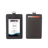 Weys Double Sided PU Leather ID Card Badge Holder with Heavyduty Neck