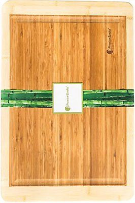 Bamboo Cutting Board Large End Grooves Chopping Wood Kitchen Butcher Block