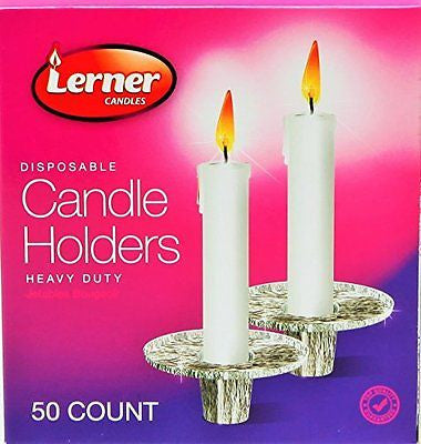 Aluminum Disposable Candle Holders For Taper Candles / 50 Pack Heavy Duty