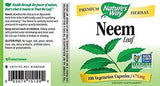 New Nature's Way Neem Leaves Premium Herbal 475 mg 100 Capsules psoriasis acne