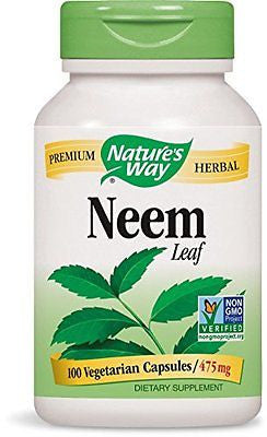 New Nature's Way Neem Leaves Premium Herbal 475 mg 100 Capsules psoriasis acne