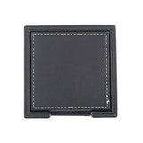 PINMEI Black Leather Drink Coasters with Holder Set of 6, Square, 10x10CM3.94in