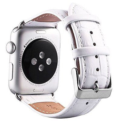 Replacement Accessory Band Crocodile Leather Adapter For Apple Watch 38mm White