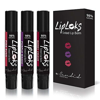 Slimline Tinted Lip Balm, 3 Pack, Organic & Natural, With Organic Coconut Oil