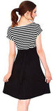 Simplicity Women's Maternity Summer Baby Shower Dress Short Sleeves, Black/White