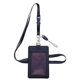 Weys Double Sided PU Leather ID Card Badge Holder with Heavyduty Neck