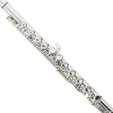 Mendini Nickel Silver Closed Hole C Flute with Stand 1 Year Warranty Case Cleaning Rod Cloth Joint Grease and Gloves - MFE-N+SD+PB