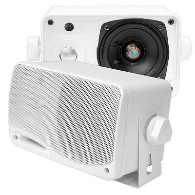 NEW Pyle 3.5" 200w 3-Way Weather Proof Mini Box Outdoor/Marine Speakers White
