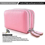 RFID Blocking Genuine Leather Cash Coin Credit Card Holder Wallet For Women Pink