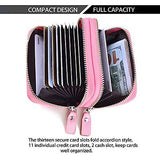 RFID Blocking Genuine Leather Cash Coin Credit Card Holder Wallet For Women Pink