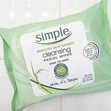 Simple Cleansing Facial Wipes, Kind to Skin 25 Count, Twin Pack - Fast Shipping