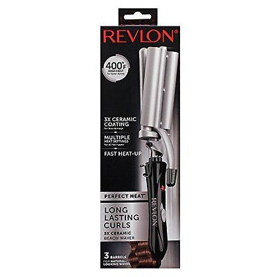 Revlon Curling Iron Hair Care Heat Perfect Triple 3 Barrel Waver Ironer