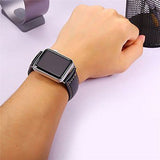 Genuine Leather Apple Watch Strap 42mm iWatch Band Black Stainless Steel Buckle