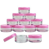 Pink 50 Pieces Clear Plastic Cosmetic Sample Empty Container Jars Pot Small New