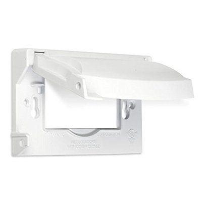 Metal Weatherproof Cover Receptacle Outlet Protection Horizontal Flat White