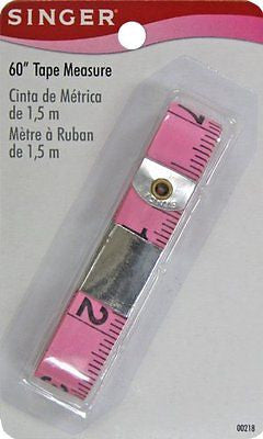 Singer 60-Inch Vinyl Tape Measure Lightweight Flexible Metal Ends Sewing Pink