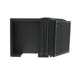 PINMEI Black Leather Drink Coasters with Holder Set of 6, Square, 10x10CM3.94in