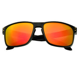 BNUS Italy made Classic Sunglasses Corning Real Glass Lens w. Polarized Option Frame: Matte Black / Lens: Orange Flash Non-Polarized