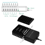 FLECK CS008 Multi-Device 8-Port USB Desktop Charging Station (Black) Black