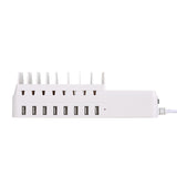 FLECK CS008 8-Port Desktop Universal Charging Station Multi-Device DockOrganizerStand USB Charger Clever Design For Easy Cable Storage For iPhone iPad Smartphone PC Tablets etc (White) White