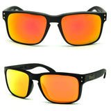 BNUS Italy made Classic Sunglasses Corning Real Glass Lens w. Polarized Option Frame: Matte Black / Lens: Orange Flash Non-Polarized