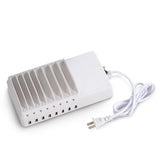 FLECK CS008 8-Port Desktop Universal Charging Station Multi-Device DockOrganizerStand USB Charger Clever Design For Easy Cable Storage For iPhone iPad Smartphone PC Tablets etc (White) White