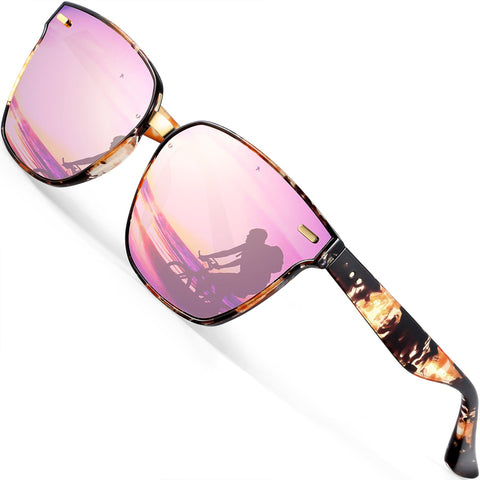 ATTCL Unisex Wayfarer Sunglasses 100% Polarized UV Protection Pink as the pictures