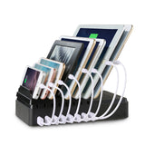 FLECK CS008 Multi-Device 8-Port USB Desktop Charging Station (Black) Black